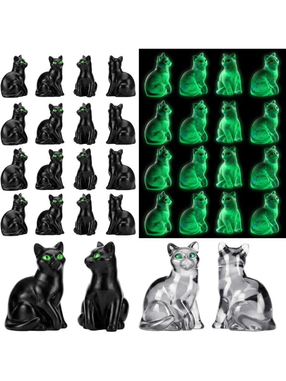 100 Halloween Mini Black Cat Figurines - Cute Decor for Parties & Crafts